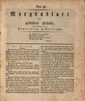 Morgenblatt für gebildete Stände Donnerstag 13. April 1815