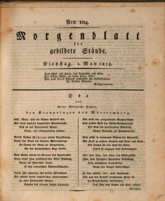 Morgenblatt für gebildete Stände Dienstag 2. Mai 1815