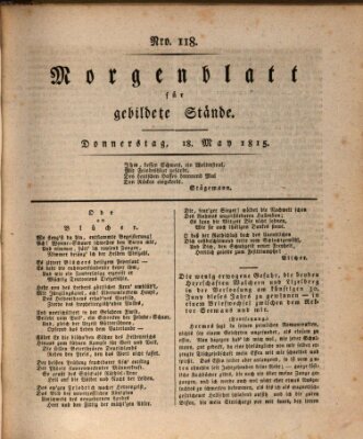 Morgenblatt für gebildete Stände Donnerstag 18. Mai 1815