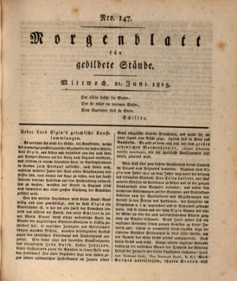 Morgenblatt für gebildete Stände Mittwoch 21. Juni 1815