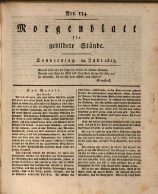 Morgenblatt für gebildete Stände Donnerstag 29. Juni 1815