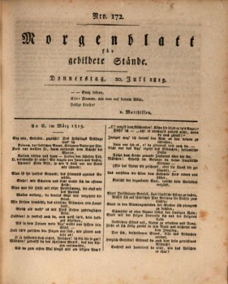 Morgenblatt für gebildete Stände Donnerstag 20. Juli 1815