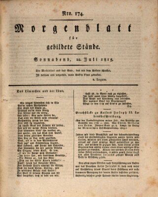 Morgenblatt für gebildete Stände Samstag 22. Juli 1815