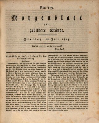 Morgenblatt für gebildete Stände Freitag 28. Juli 1815