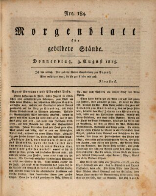 Morgenblatt für gebildete Stände Donnerstag 3. August 1815