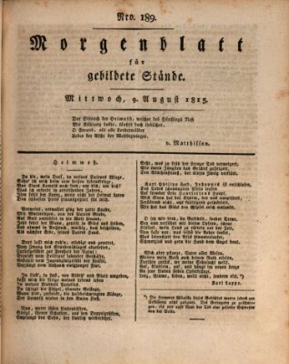 Morgenblatt für gebildete Stände Mittwoch 9. August 1815