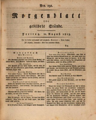 Morgenblatt für gebildete Stände Freitag 11. August 1815