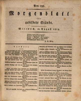 Morgenblatt für gebildete Stände Mittwoch 16. August 1815