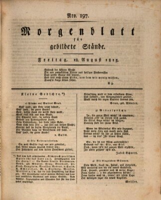 Morgenblatt für gebildete Stände Freitag 18. August 1815