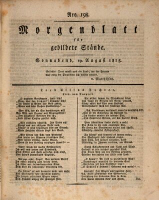 Morgenblatt für gebildete Stände Samstag 19. August 1815