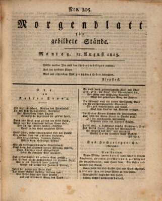 Morgenblatt für gebildete Stände Montag 28. August 1815