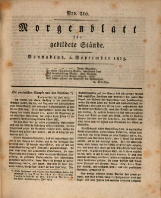 Morgenblatt für gebildete Stände Samstag 2. September 1815