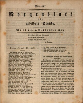 Morgenblatt für gebildete Stände Montag 4. September 1815