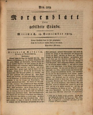 Morgenblatt für gebildete Stände Mittwoch 13. September 1815