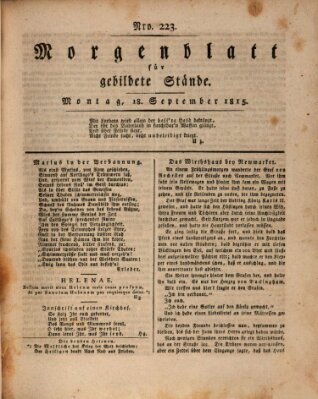 Morgenblatt für gebildete Stände Montag 18. September 1815