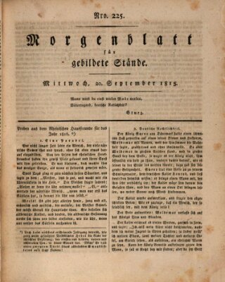 Morgenblatt für gebildete Stände Mittwoch 20. September 1815