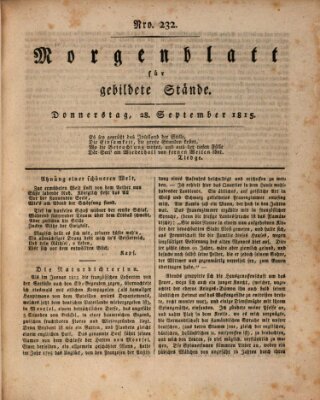 Morgenblatt für gebildete Stände Donnerstag 28. September 1815