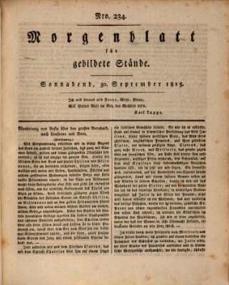 Morgenblatt für gebildete Stände Samstag 30. September 1815