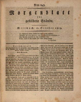 Morgenblatt für gebildete Stände Mittwoch 11. Oktober 1815