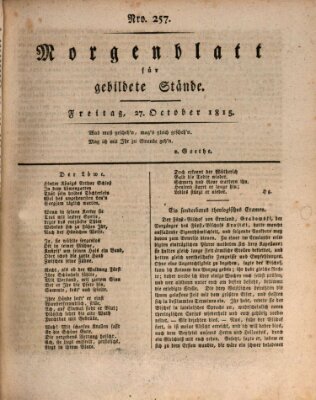 Morgenblatt für gebildete Stände Freitag 27. Oktober 1815