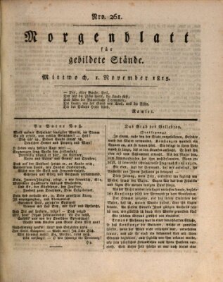 Morgenblatt für gebildete Stände Mittwoch 1. November 1815