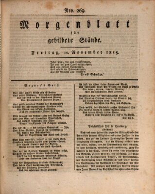 Morgenblatt für gebildete Stände Freitag 10. November 1815