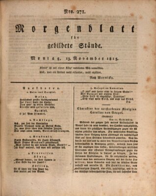 Morgenblatt für gebildete Stände Montag 13. November 1815