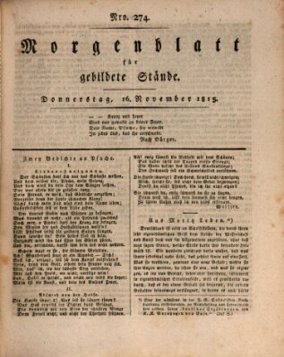 Morgenblatt für gebildete Stände Donnerstag 16. November 1815