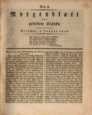 Morgenblatt für gebildete Stände Dienstag 9. Januar 1816