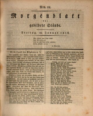 Morgenblatt für gebildete Stände Freitag 12. Januar 1816