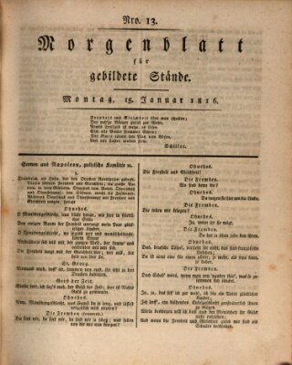 Morgenblatt für gebildete Stände Montag 15. Januar 1816