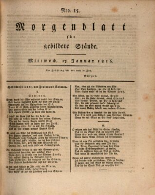 Morgenblatt für gebildete Stände Mittwoch 17. Januar 1816