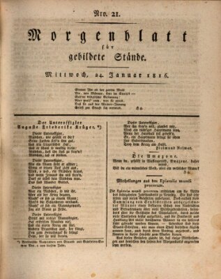 Morgenblatt für gebildete Stände Mittwoch 24. Januar 1816