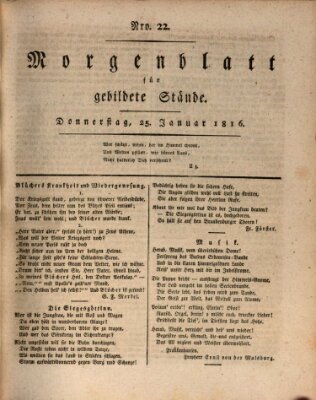 Morgenblatt für gebildete Stände Donnerstag 25. Januar 1816