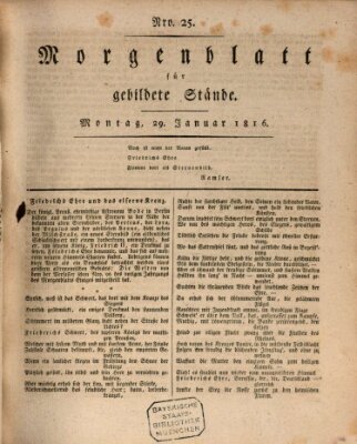 Morgenblatt für gebildete Stände Montag 29. Januar 1816