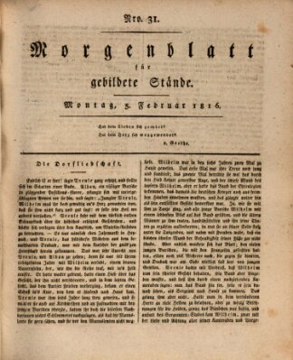 Morgenblatt für gebildete Stände Montag 5. Februar 1816