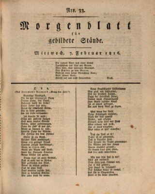 Morgenblatt für gebildete Stände Mittwoch 7. Februar 1816