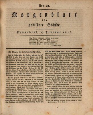 Morgenblatt für gebildete Stände Samstag 17. Februar 1816