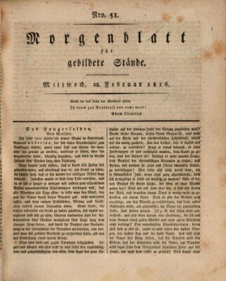 Morgenblatt für gebildete Stände Mittwoch 28. Februar 1816