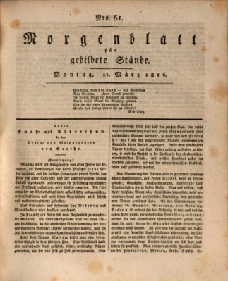 Morgenblatt für gebildete Stände Montag 11. März 1816