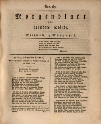 Morgenblatt für gebildete Stände Mittwoch 13. März 1816