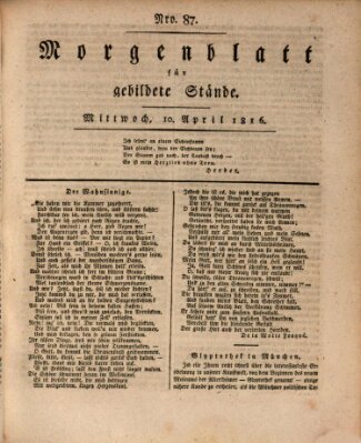 Morgenblatt für gebildete Stände Mittwoch 10. April 1816