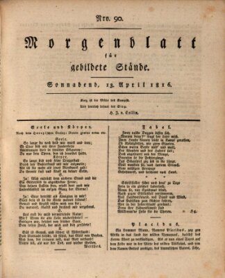 Morgenblatt für gebildete Stände Samstag 13. April 1816