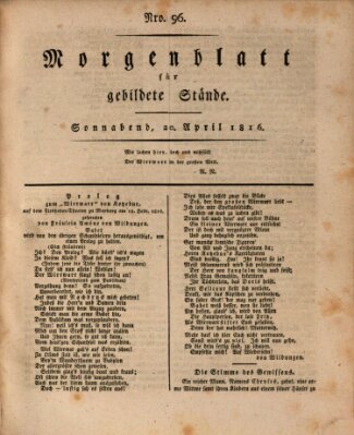 Morgenblatt für gebildete Stände Samstag 20. April 1816