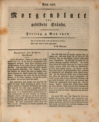 Morgenblatt für gebildete Stände Freitag 3. Mai 1816