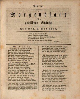 Morgenblatt für gebildete Stände Mittwoch 8. Mai 1816