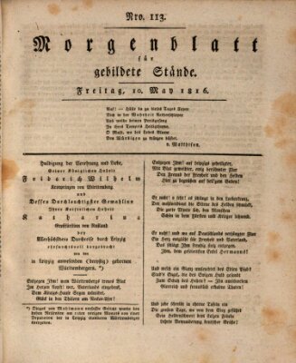 Morgenblatt für gebildete Stände Freitag 10. Mai 1816