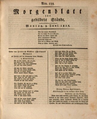 Morgenblatt für gebildete Stände Montag 3. Juni 1816