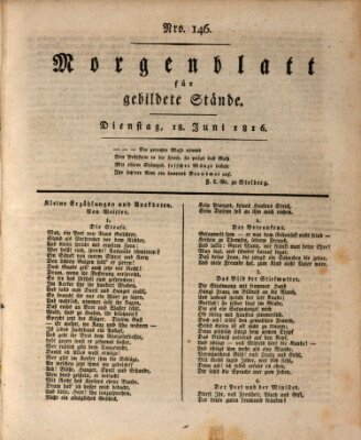 Morgenblatt für gebildete Stände Dienstag 18. Juni 1816