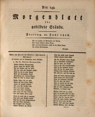 Morgenblatt für gebildete Stände Freitag 21. Juni 1816